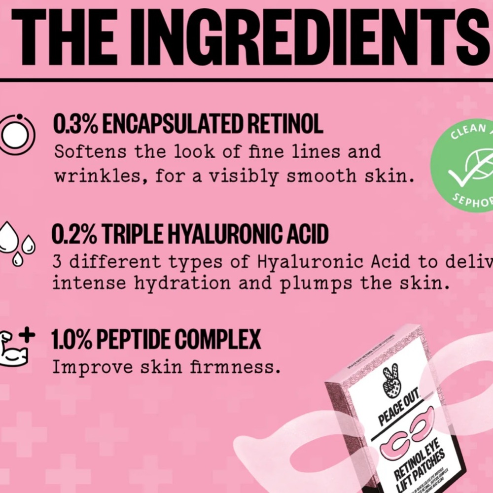 NEW Peace Out RETINOL EYE LIFT PATCHES - Picture 3 of 6